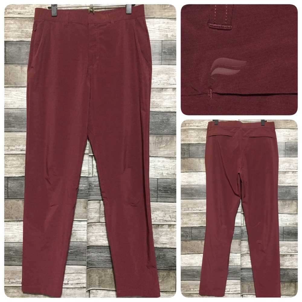 Fabletics Performance Pants Men’s M Burgundy Red Lightweight (Inseam 31) Read